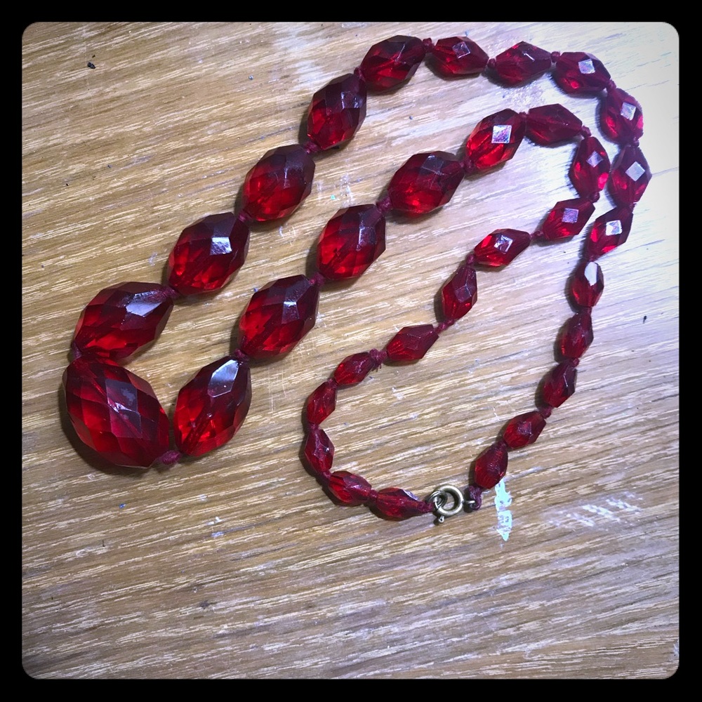 Faceted Cherry Bead Necklace